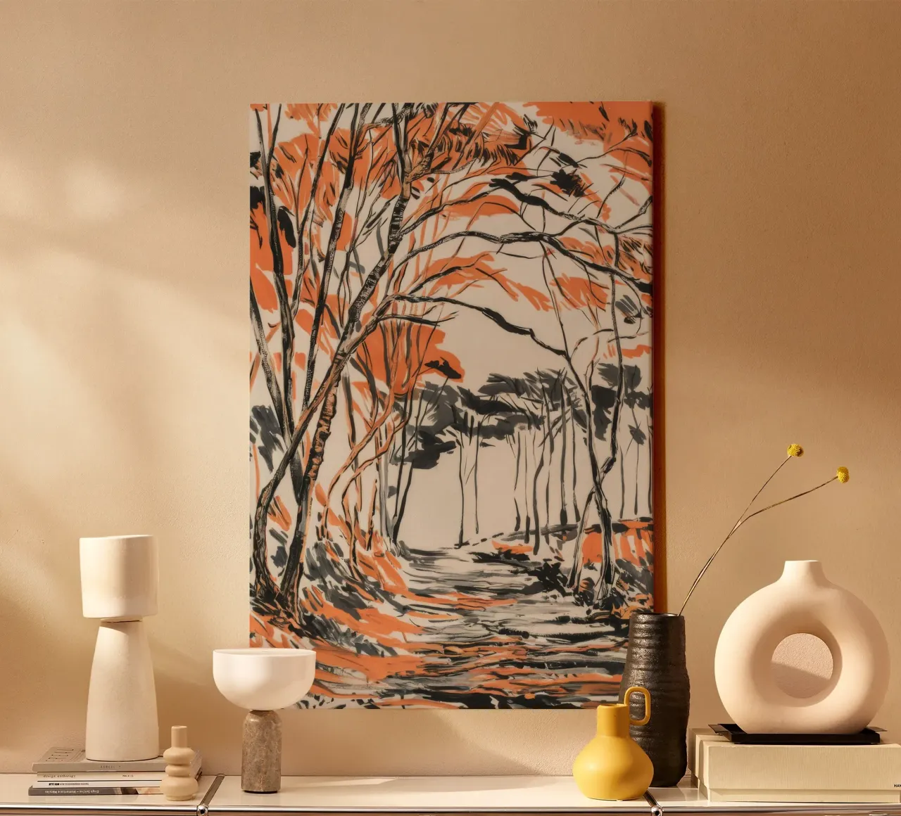 Herfstpad Elegantie canvas met Baklijst van Verve Pigments
