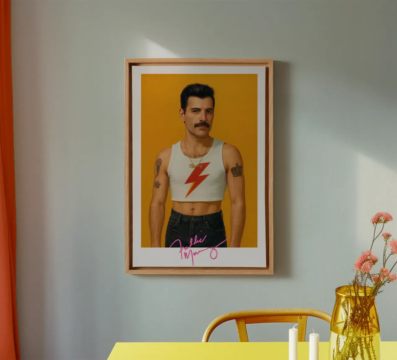 Freddie Mercury – Lightning Icon canvas with Floater frame by CNTRL