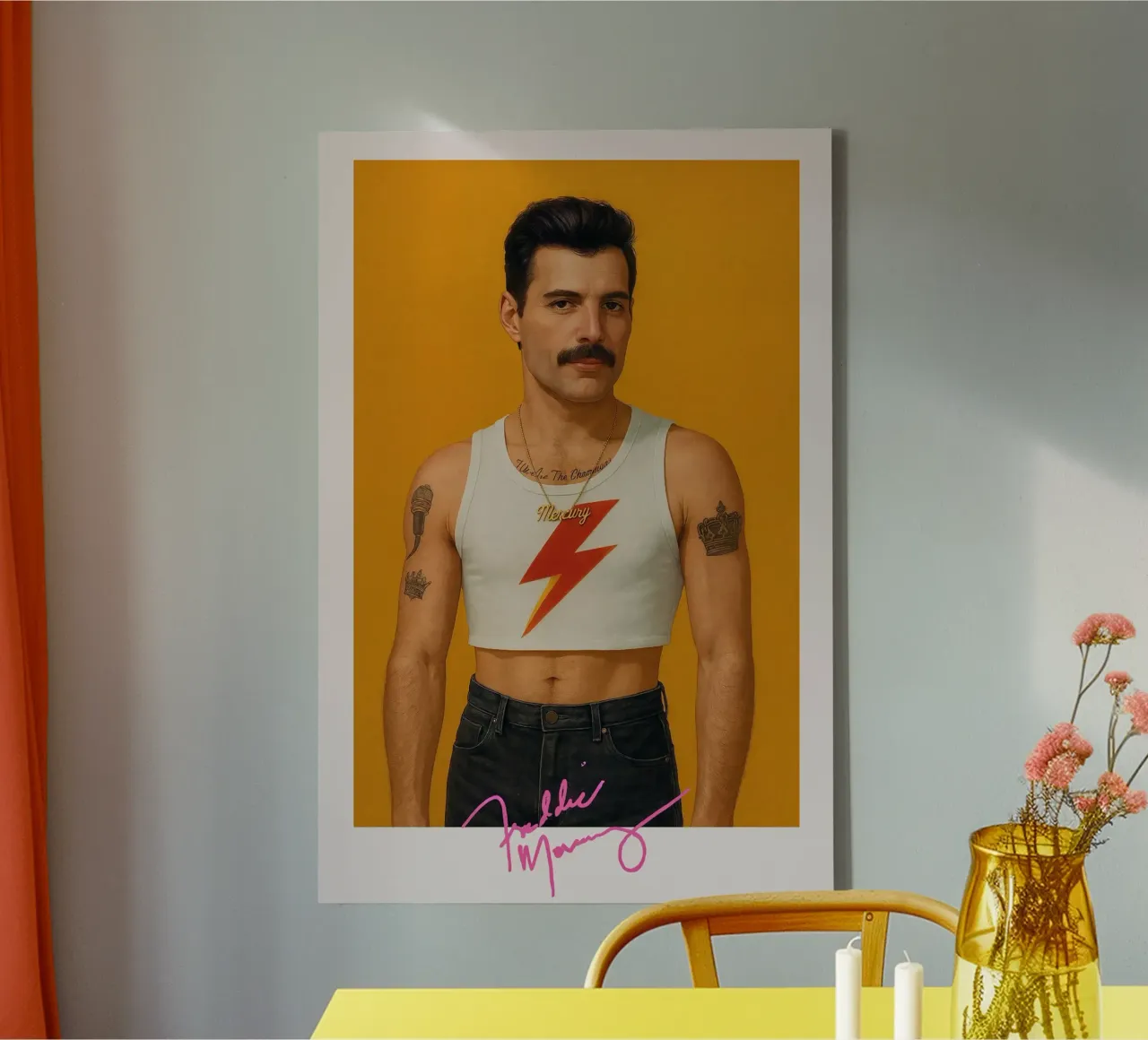 Freddie Mercury – Lightning Icon canvas with Floater frame by CNTRL