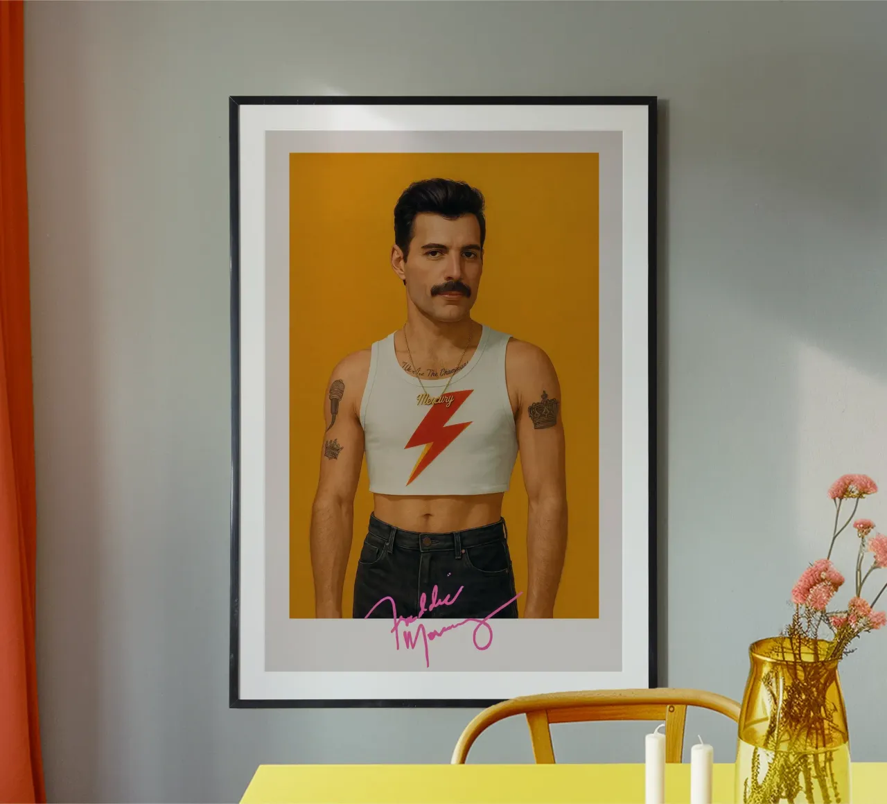 Freddie Mercury – Lightning Icon poster met aluminium frame van CNTRL
