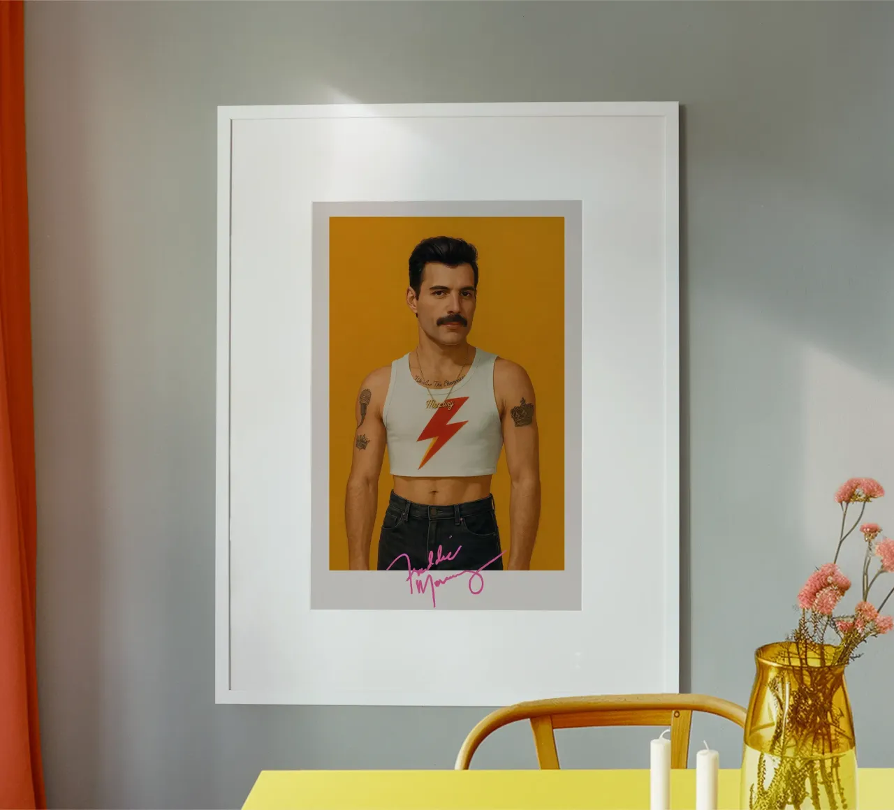 Freddie Mercury – Lightning Icon poster met aluminium frame van CNTRL