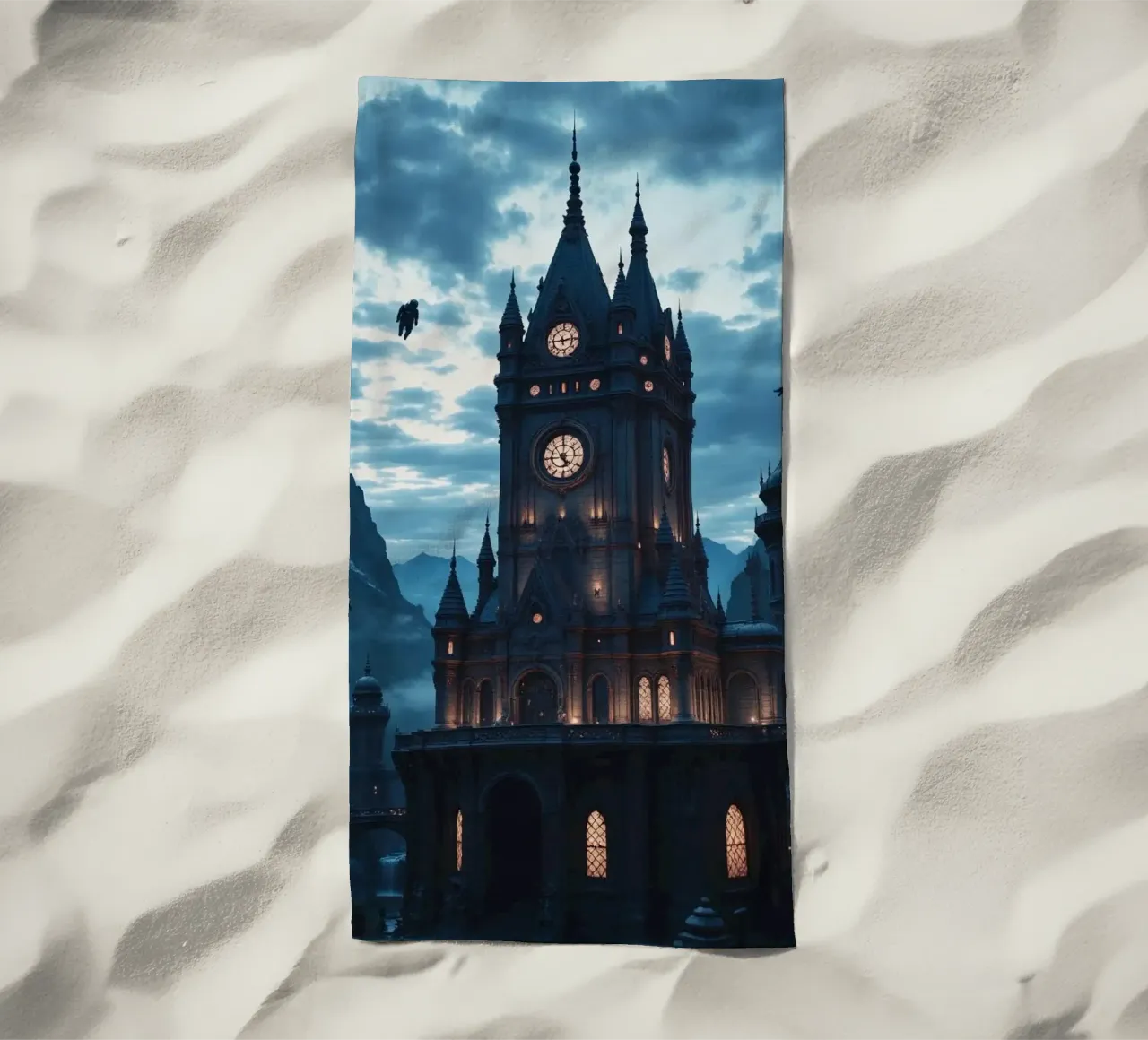 Fantasy surreal castle photo with astronauts levitating in t telo mare da heaventrain