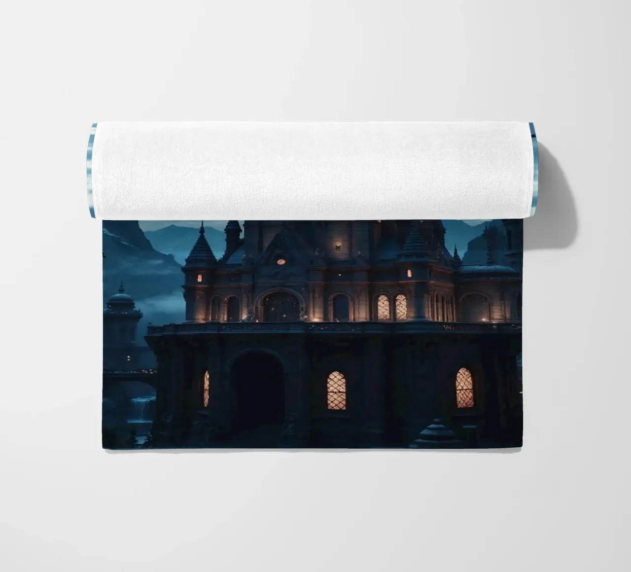 Fantasy surreal castle photo with astronauts levitating in t telo mare da heaventrain