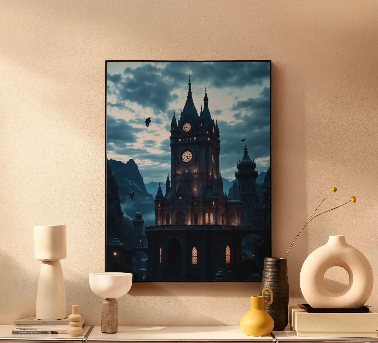 Fantasy surreal castle photo with astronauts levitating in t alluminio dibond da heaventrain
