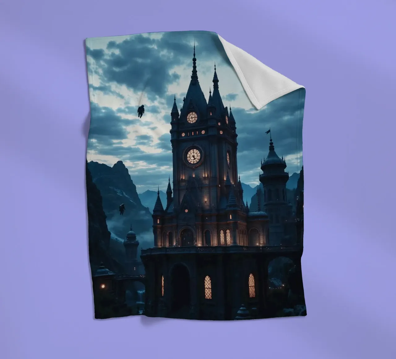 Fantasy surreal castle photo with astronauts levitating in t coperta in pile da heaventrain