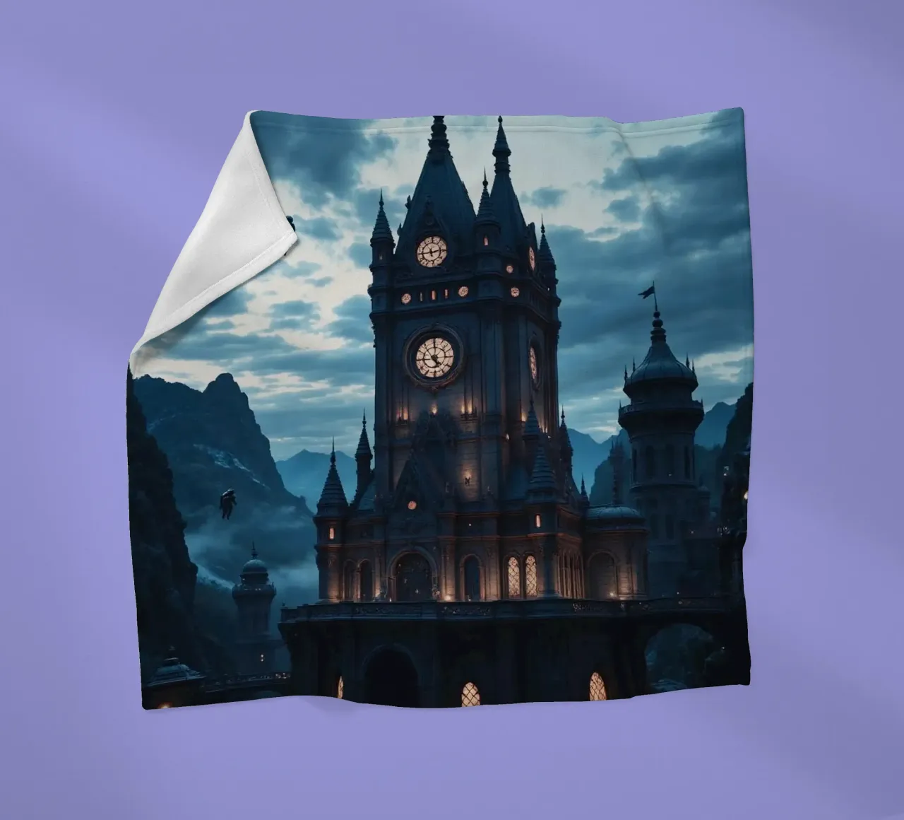 Fantasy surreal castle photo with astronauts levitating in t coperta in pile da heaventrain