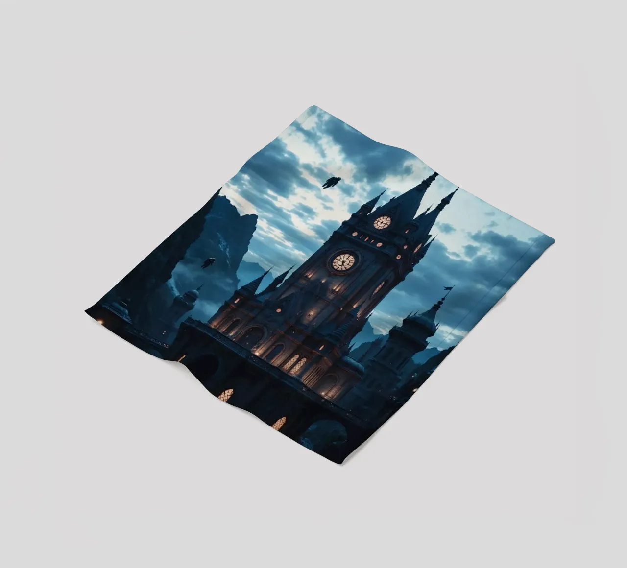 Fantasy surreal castle photo with astronauts levitating in t coperta in pile da heaventrain