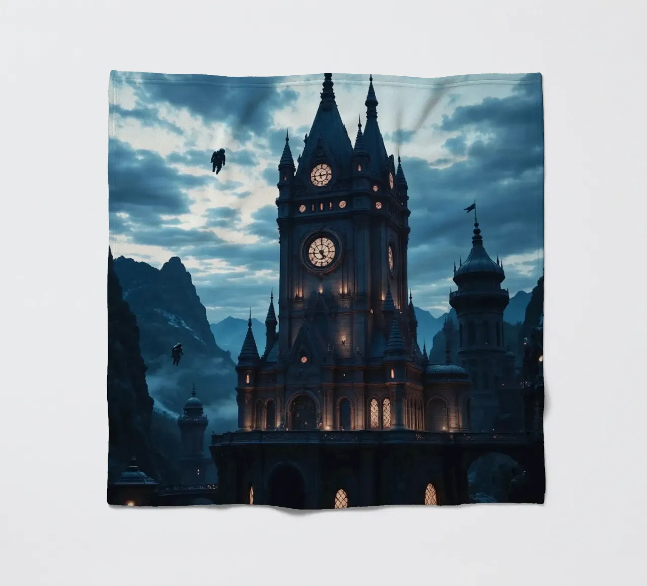 Fantasy surreal castle photo with astronauts levitating in t coperta in pile da heaventrain
