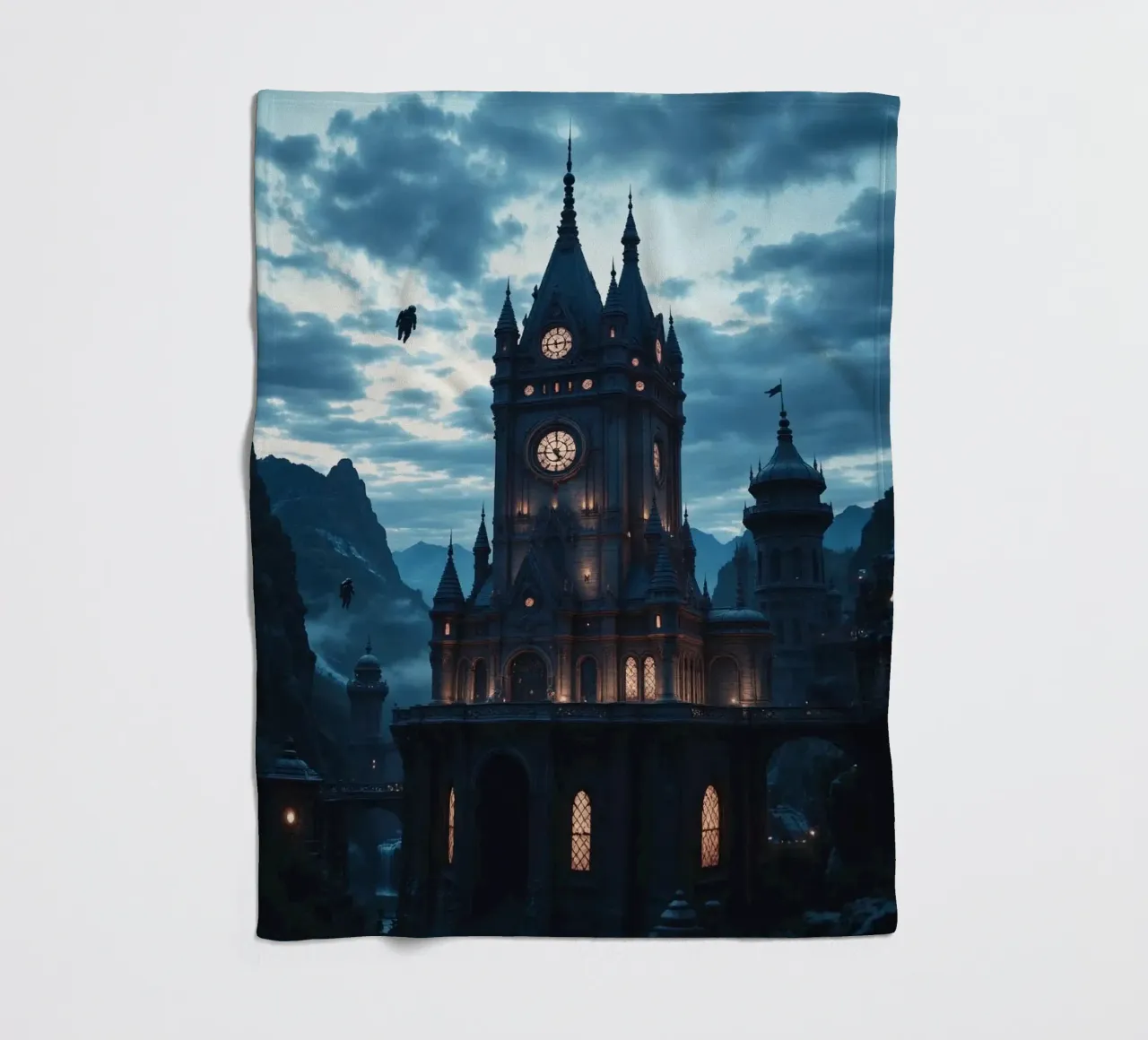 Fantasy surreal castle photo with astronauts levitating in t coperta in pile da heaventrain