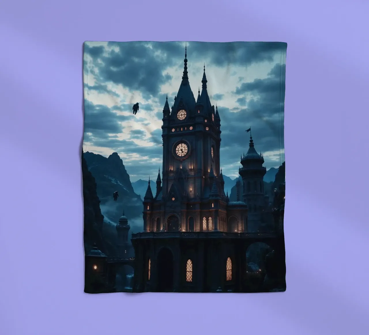 Fantasy surreal castle photo with astronauts levitating in t coperta in pile da heaventrain