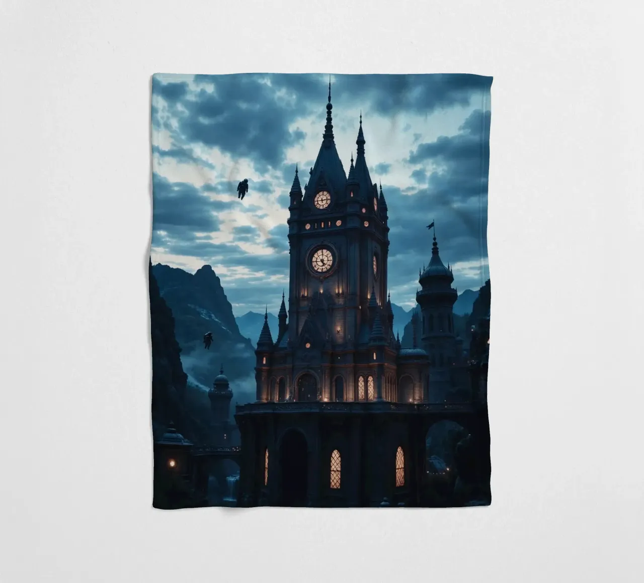 Fantasy surreal castle photo with astronauts levitating in t coperta in pile da heaventrain