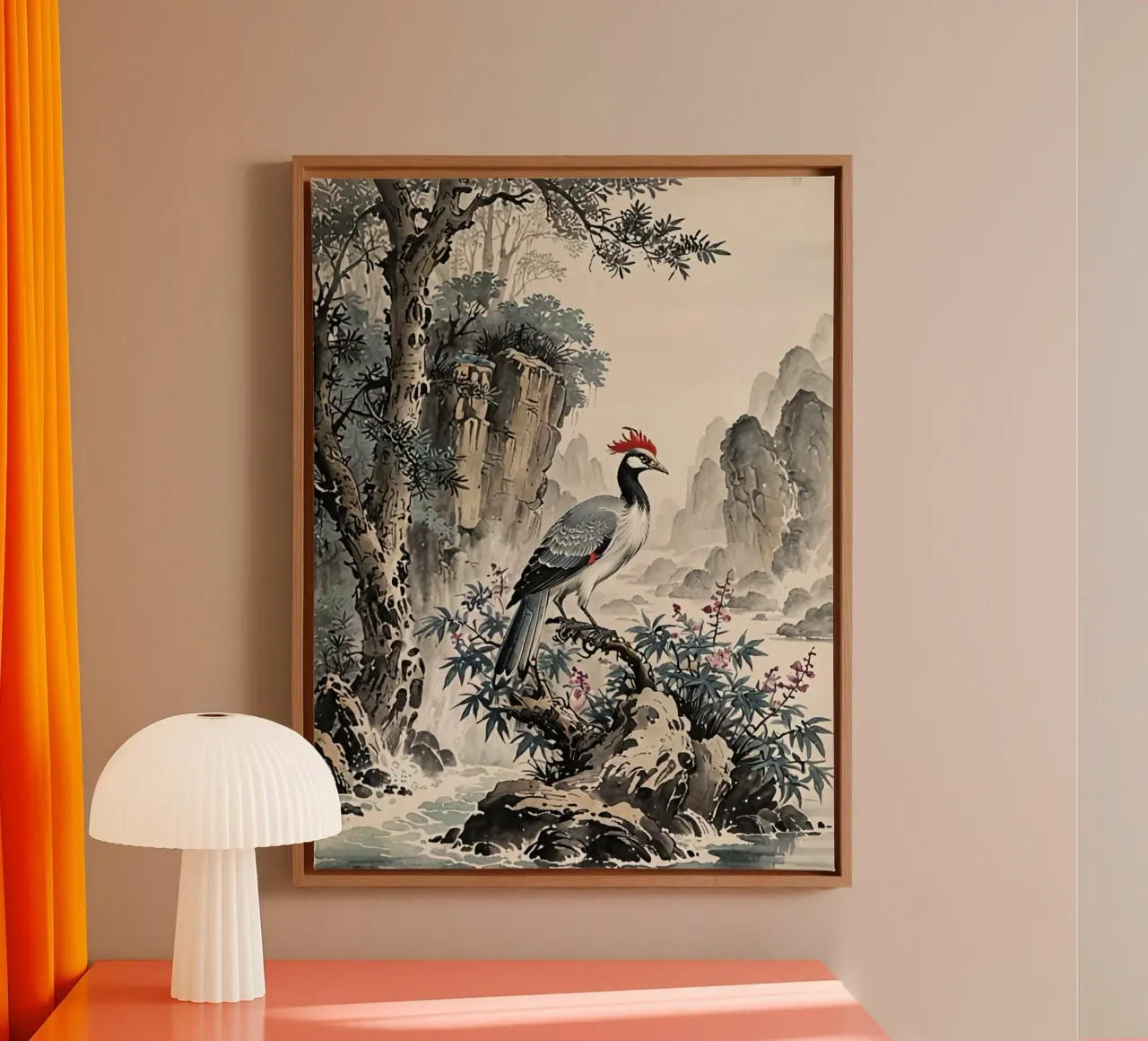 Chinese stork ink painting tela con Cornice a cassetta da heaventrain