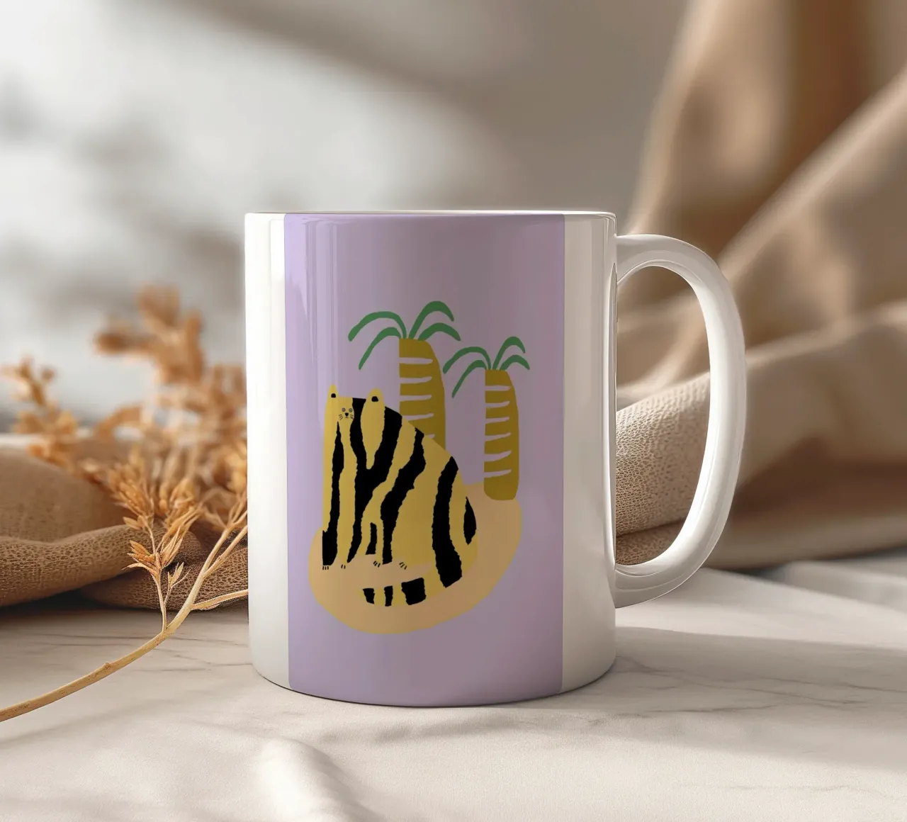 Cat & Palms tazza in ceramica da Lora O'Callaghan