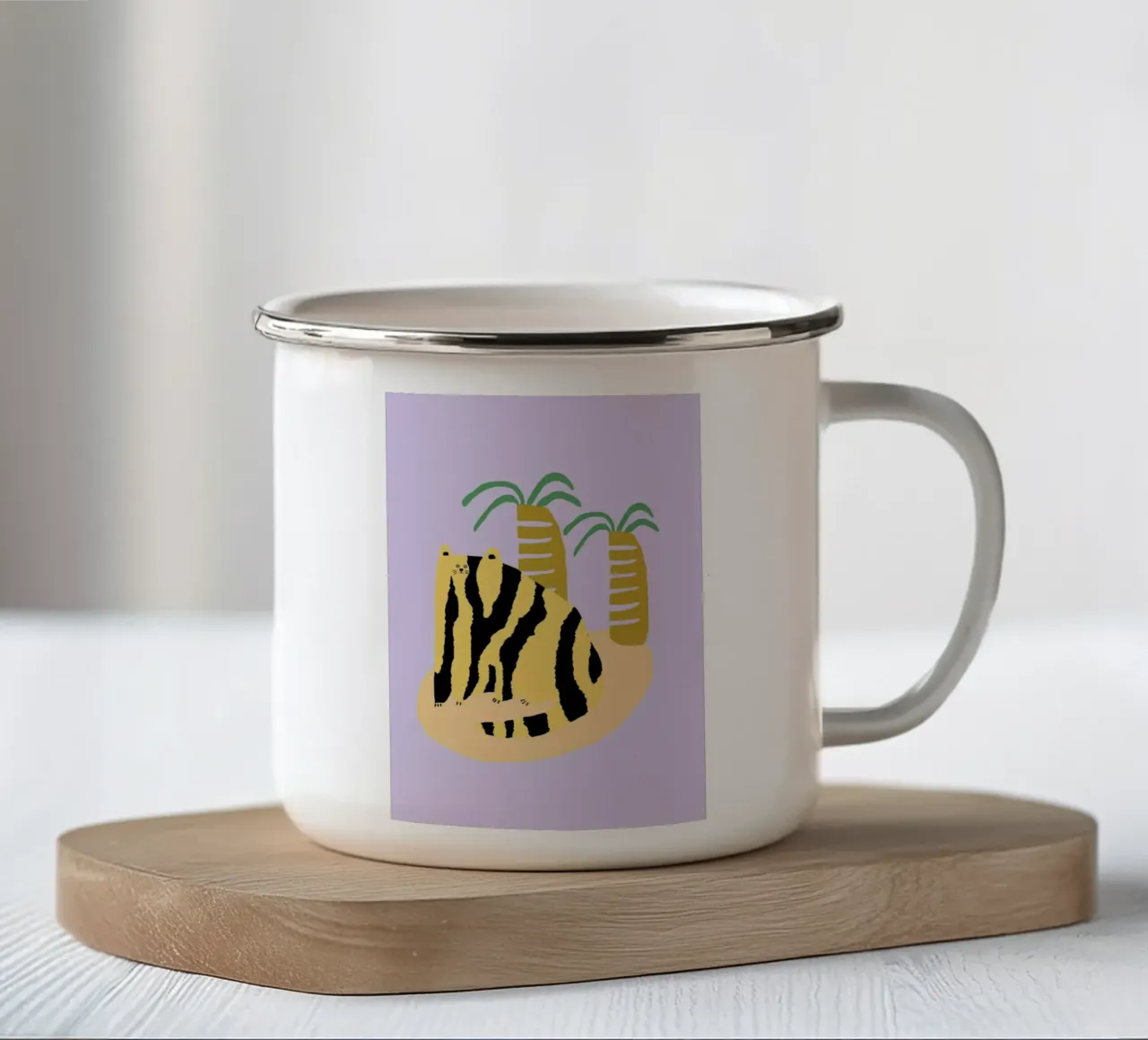 Cat & Palms tazza in smalto da Lora O'Callaghan