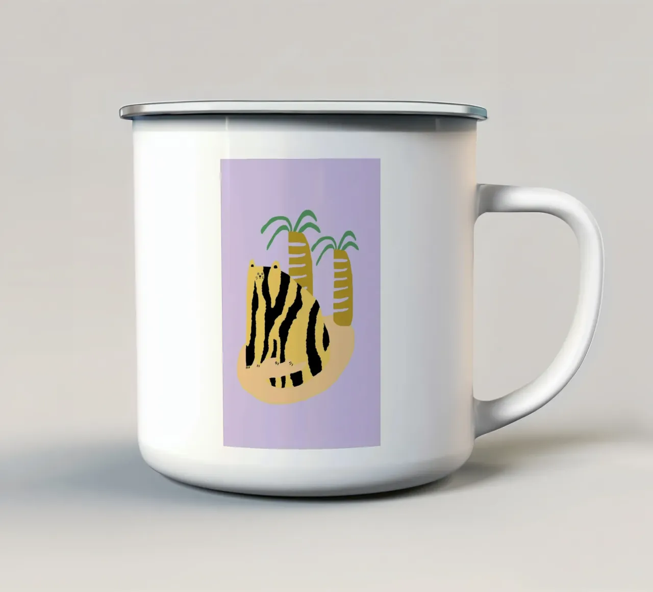 Cat & Palms tazza in smalto da Lora O'Callaghan