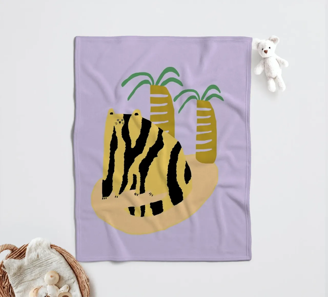 Cat & Palms coperta in pile da Lora O'Callaghan