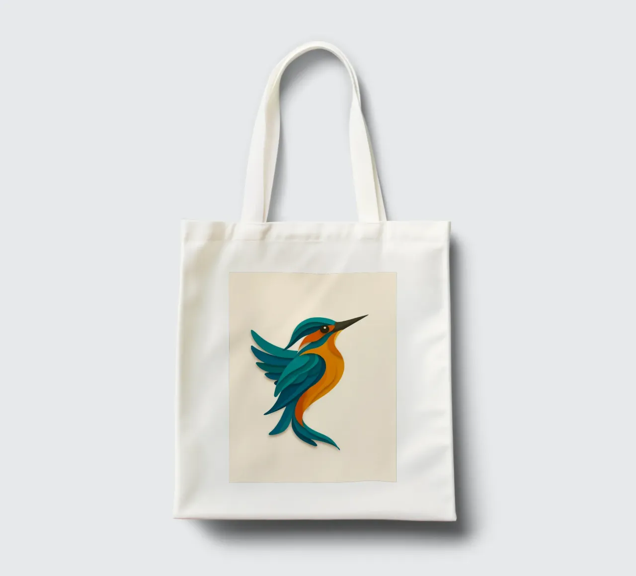 Stylised kingfisher - elegant shape in blue-orange tote bag by namosh