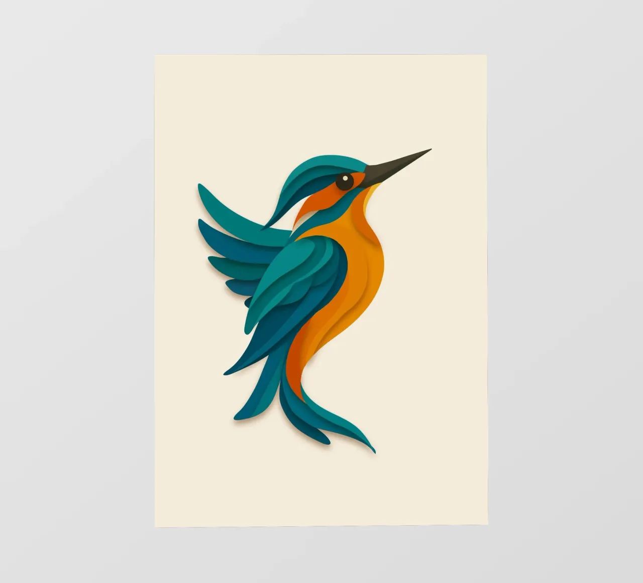 Stylised kingfisher - elegant shape in blue-orange backlit film by namosh