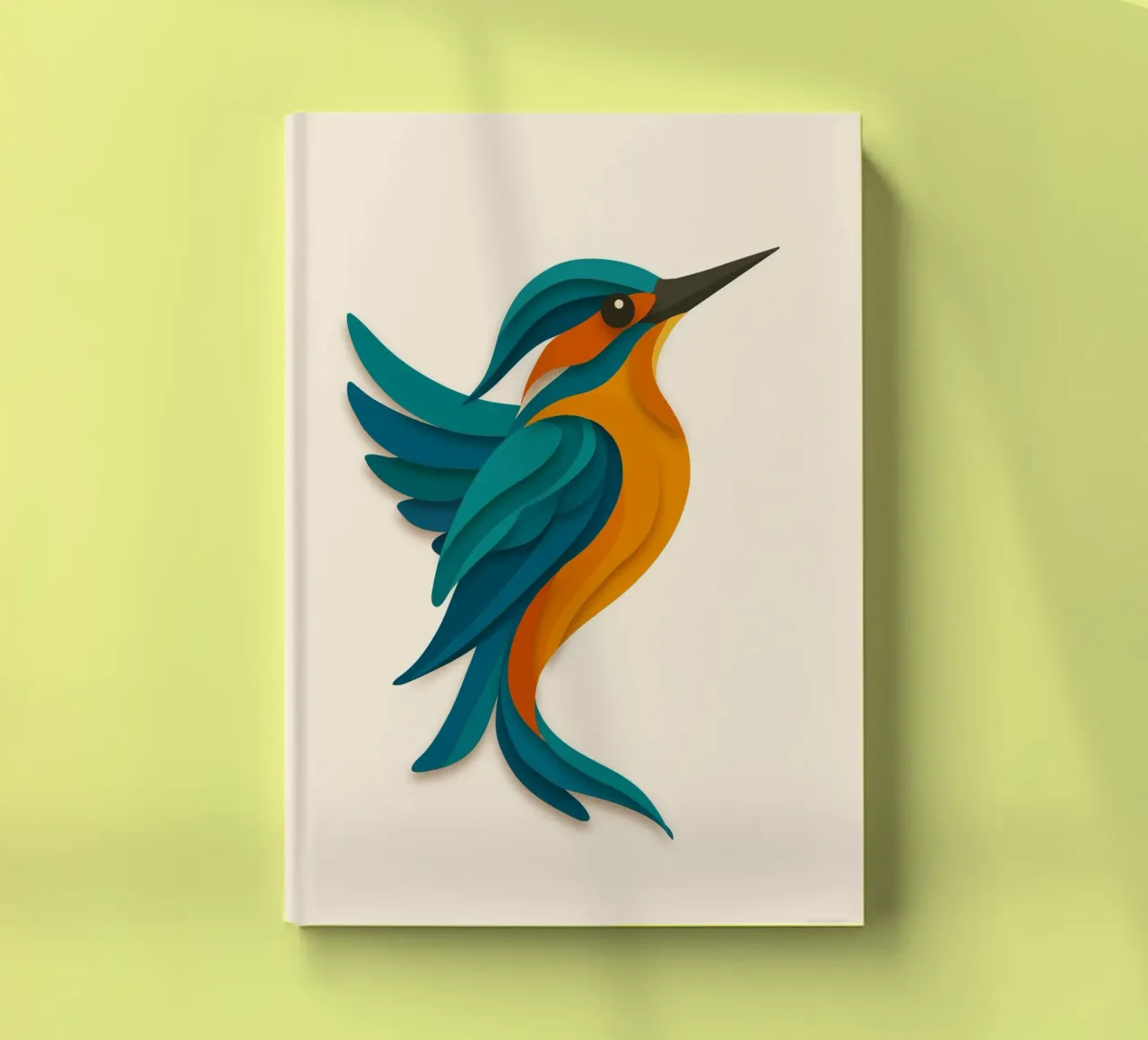 Stylised kingfisher - elegant shape in blue-orange notebook by namosh