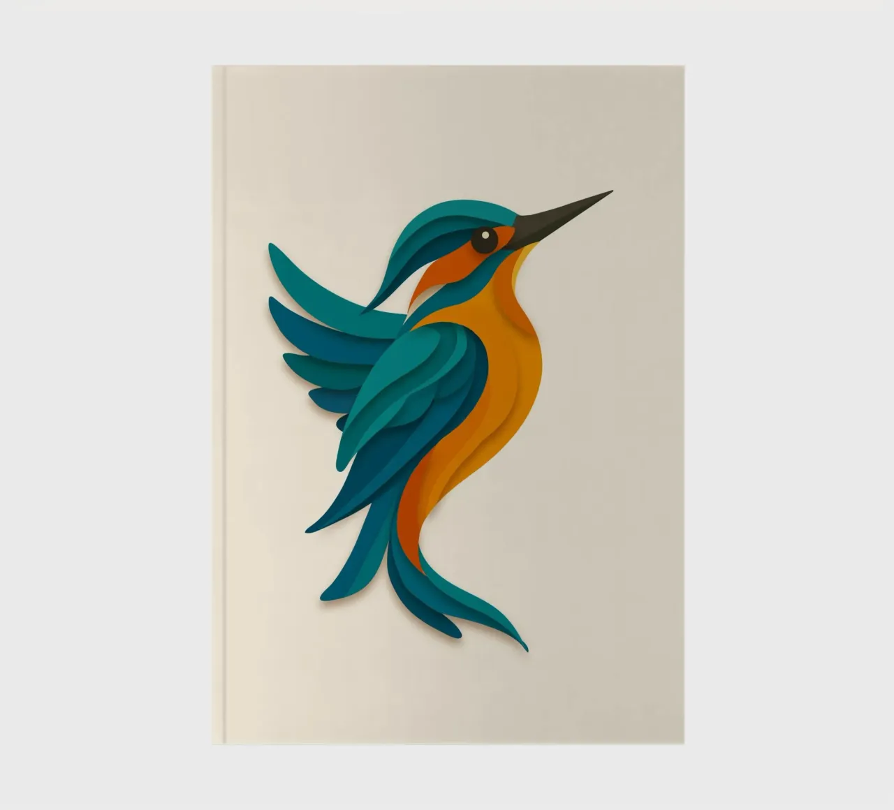 Stylised kingfisher - elegant shape in blue-orange notebook by namosh