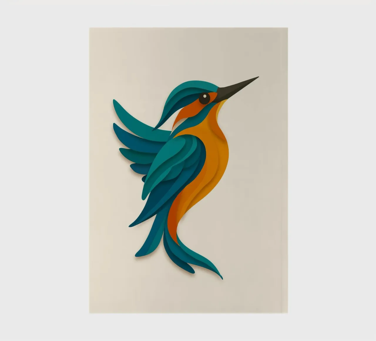 Stylised kingfisher - elegant shape in blue-orange notebook by namosh