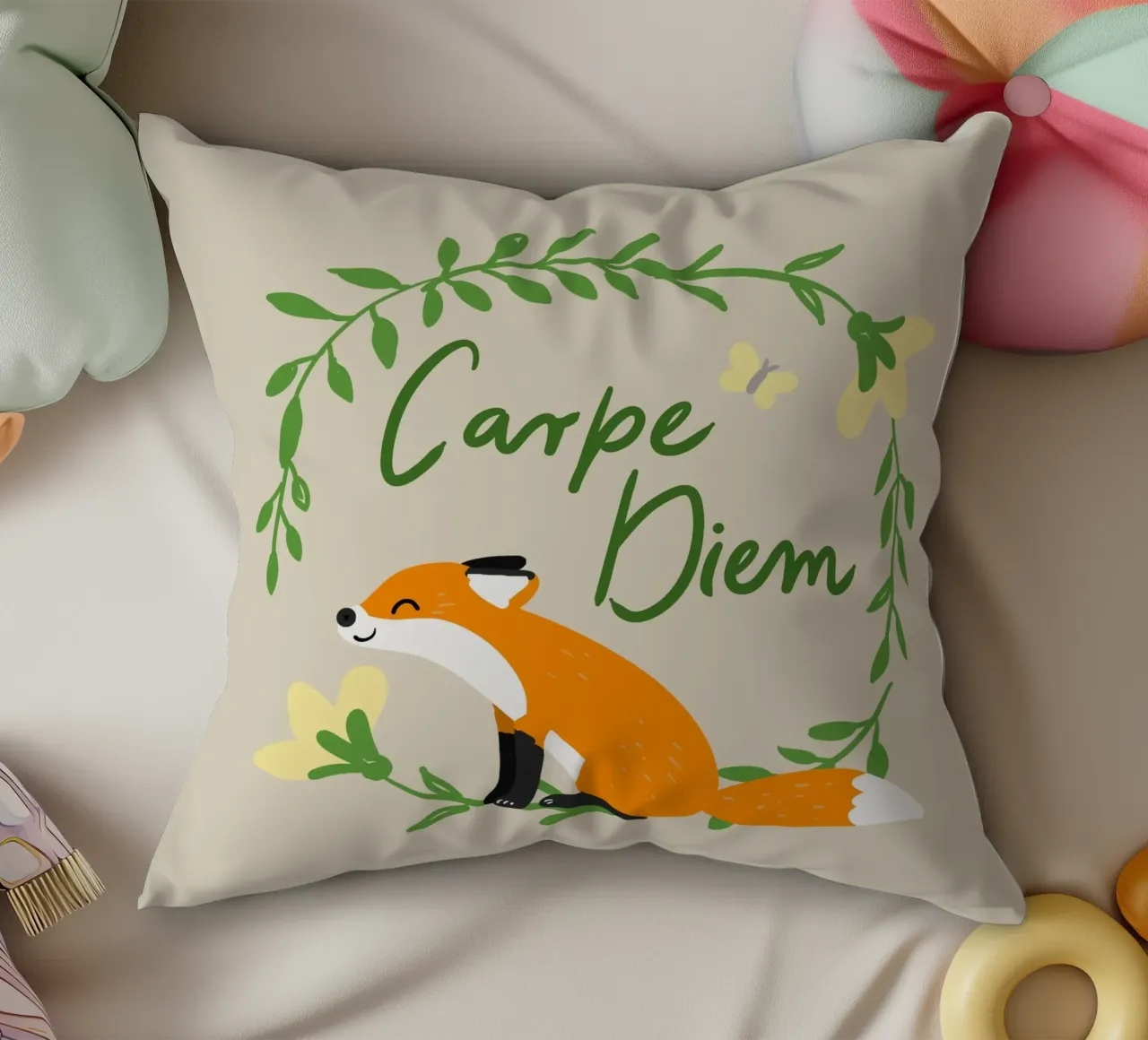 Volpe Carpe Diem cuscino da Julia Reyelt