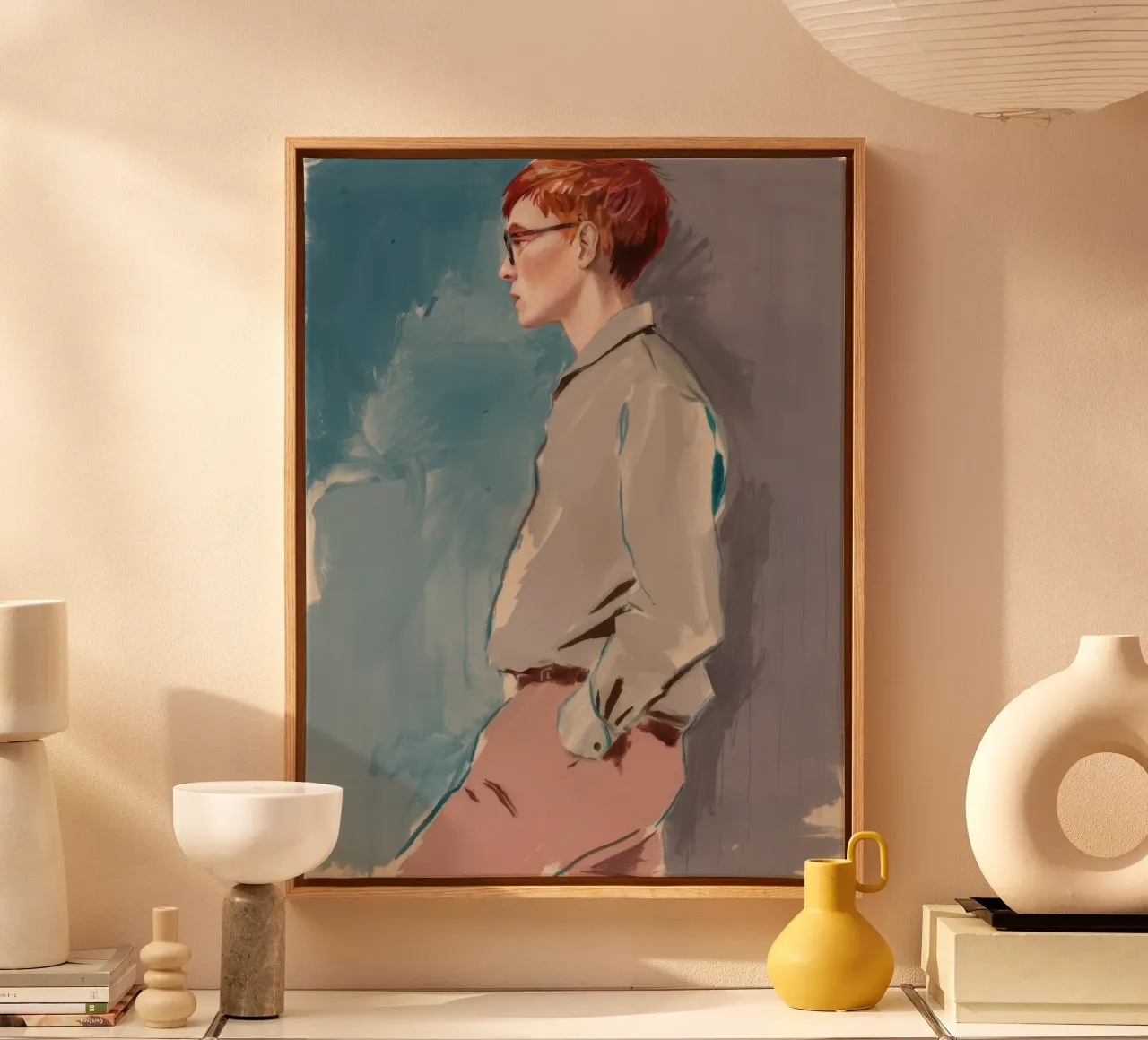 Ciano Umore Poise tela con Cornice a cassetta da Solestice Strokes