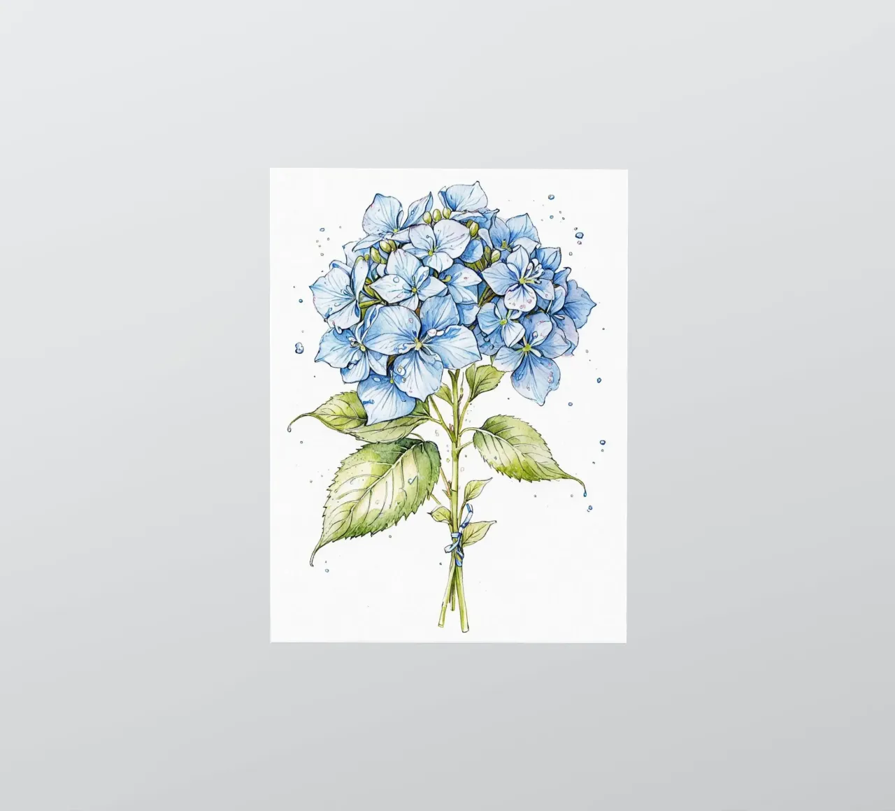 Blue colored pencil hydrangeas print sticker by heaventrain