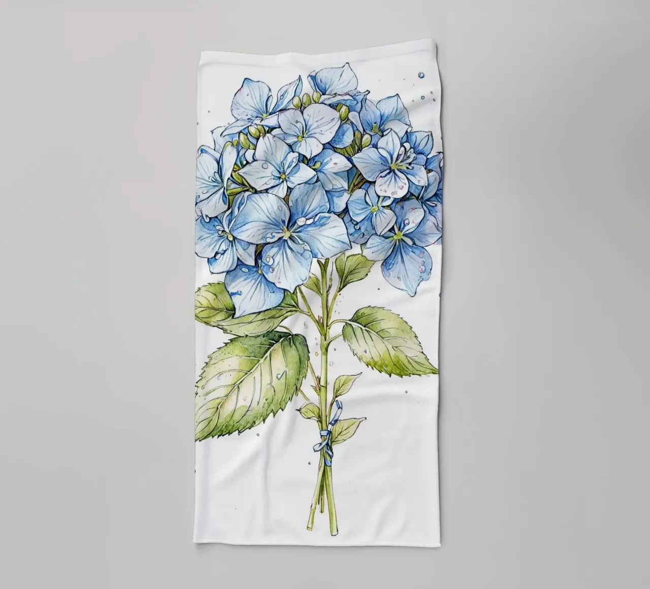 Blue colored pencil hydrangeas print asciugamano da bagno da heaventrain