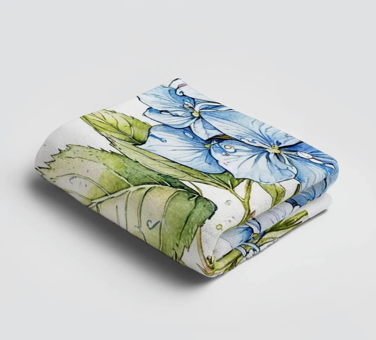 Blue colored pencil hydrangeas print asciugamano da bagno da heaventrain