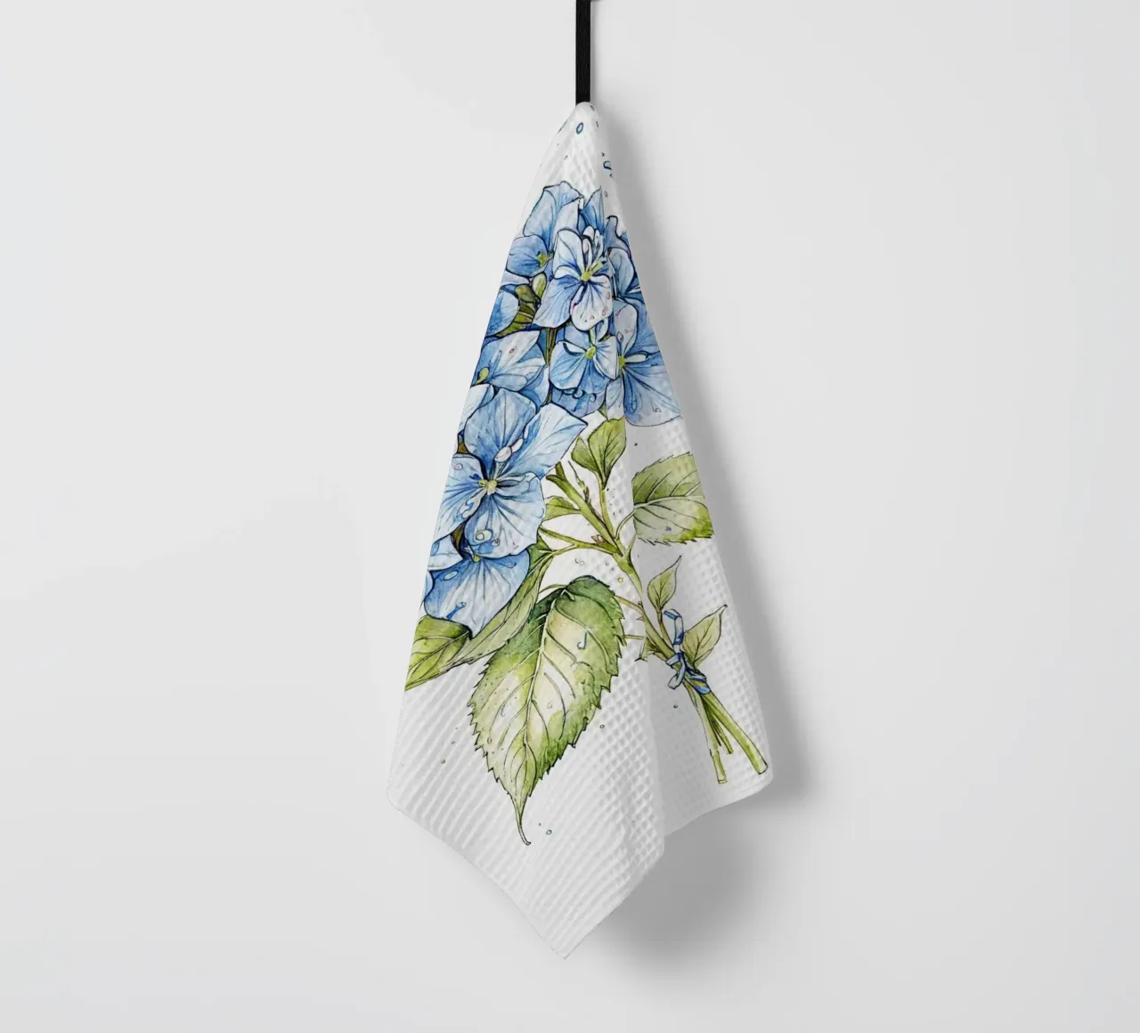Blue colored pencil hydrangeas print canovaccio da cucina da heaventrain