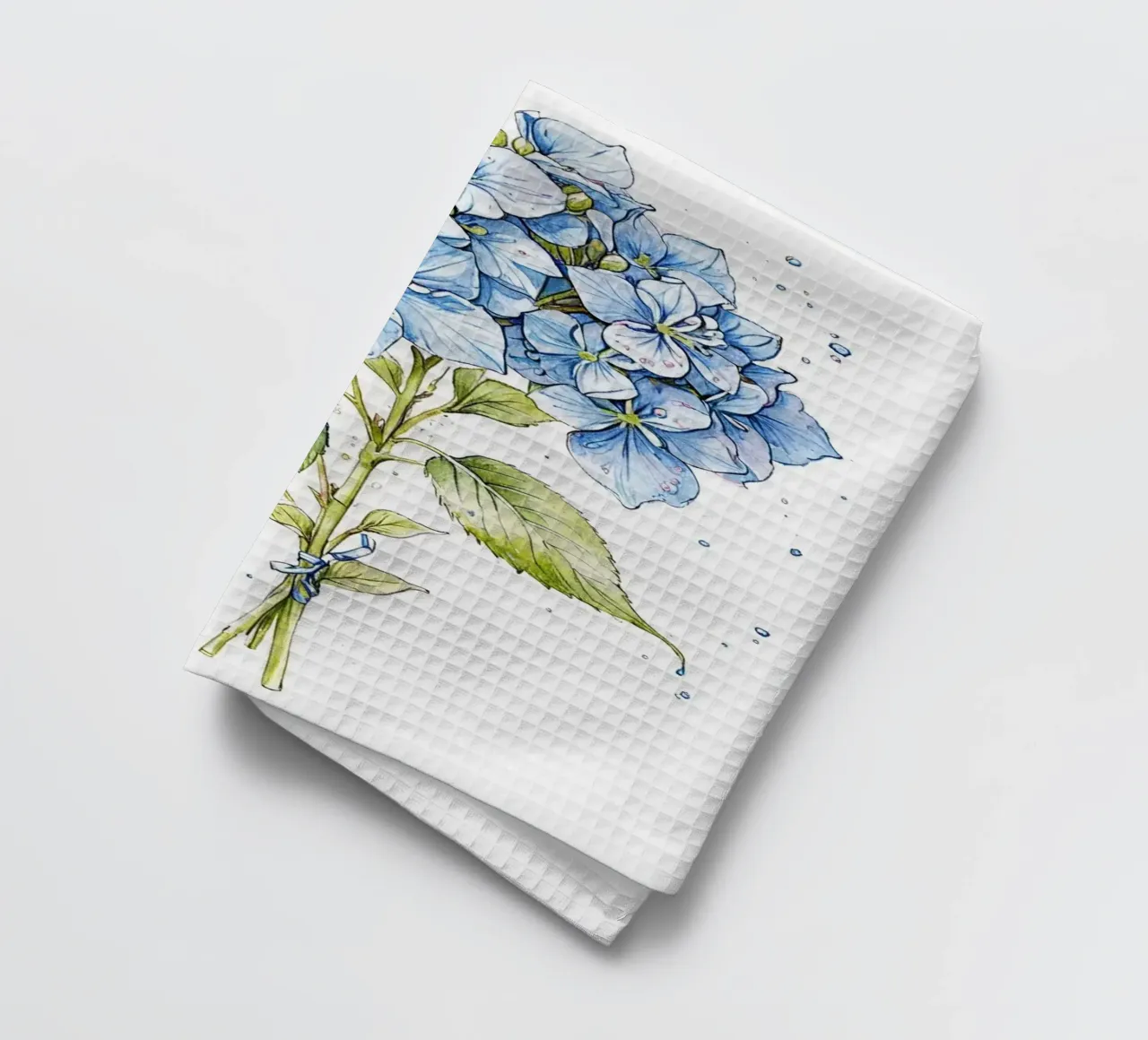 Blue colored pencil hydrangeas print canovaccio da cucina da heaventrain