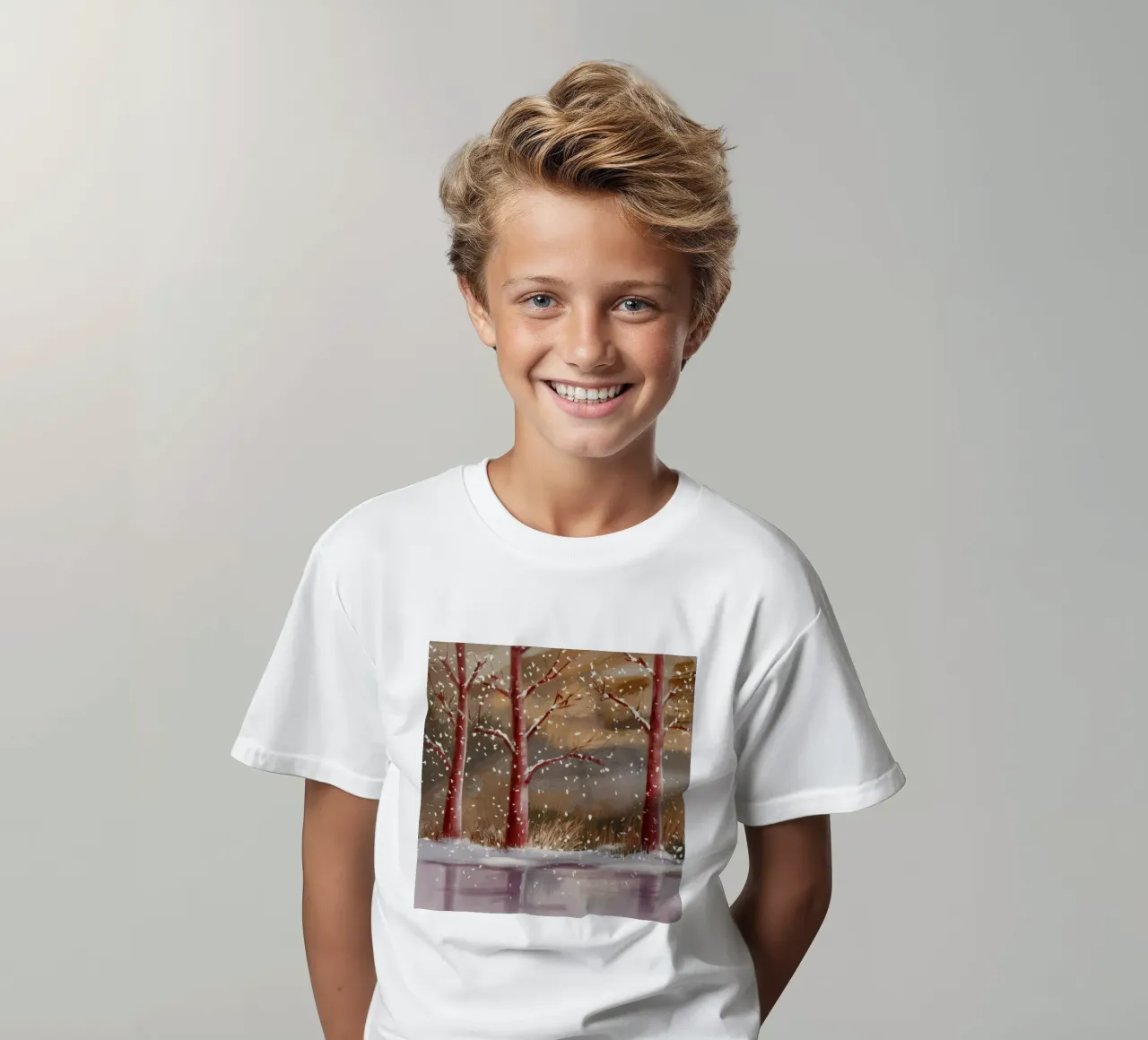 Scharlachrote Schneefall-Linien Kinder T-Shirt von Solestice Strokes