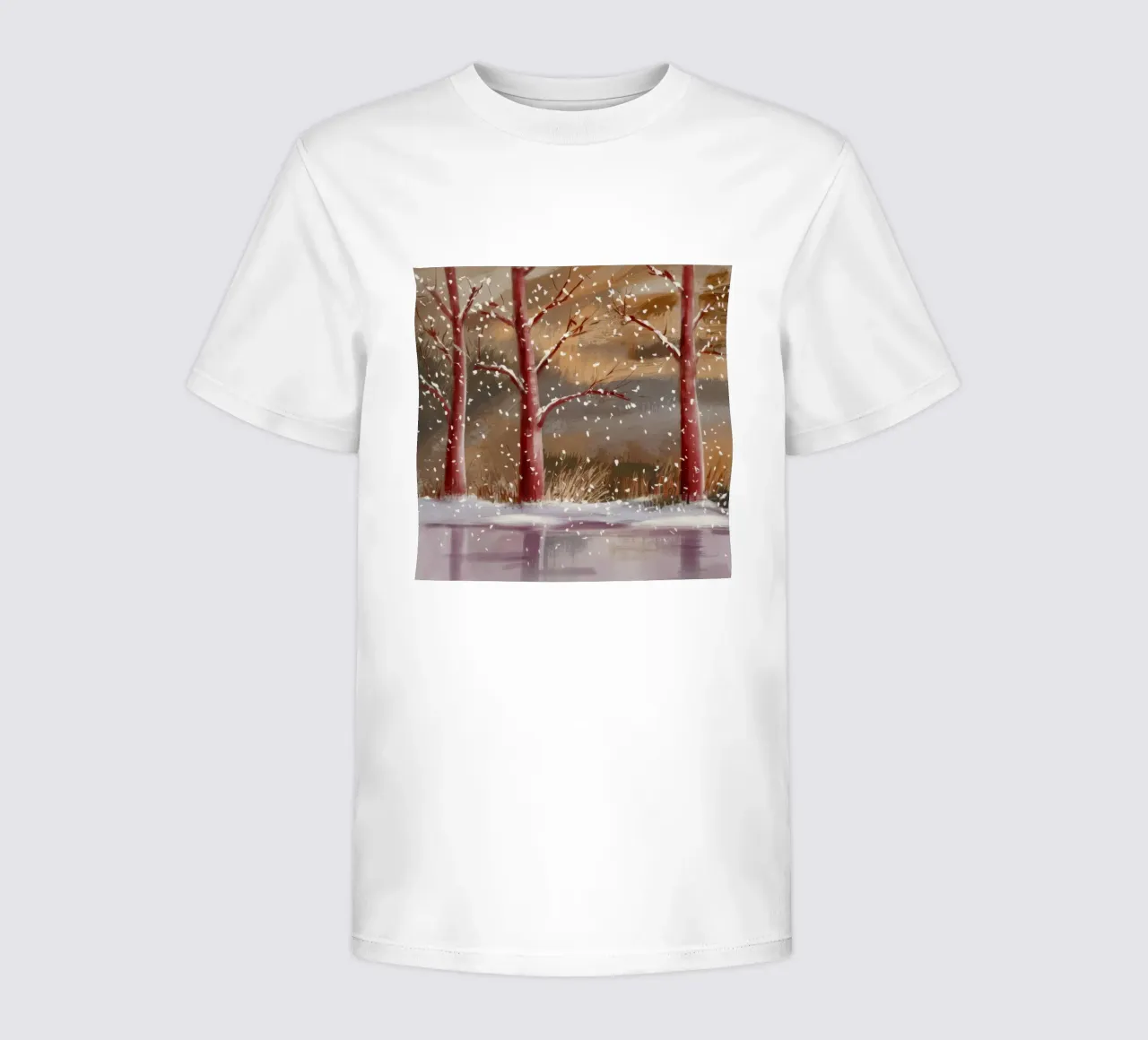 Scharlachrote Schneefall-Linien Kinder T-Shirt von Solestice Strokes