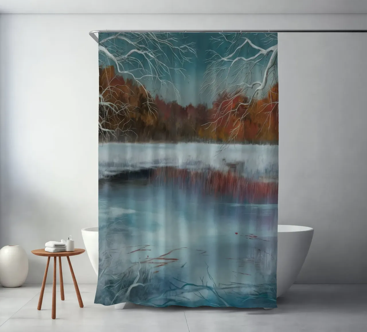 Frozen Bend Silence shower curtain by Solestice Strokes