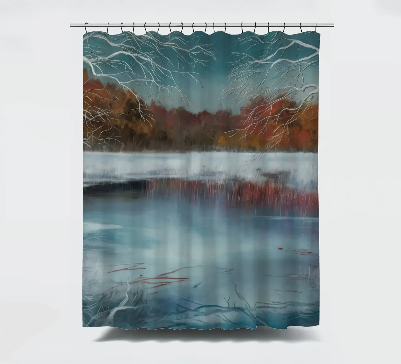 Frozen Bend Silence shower curtain by Solestice Strokes
