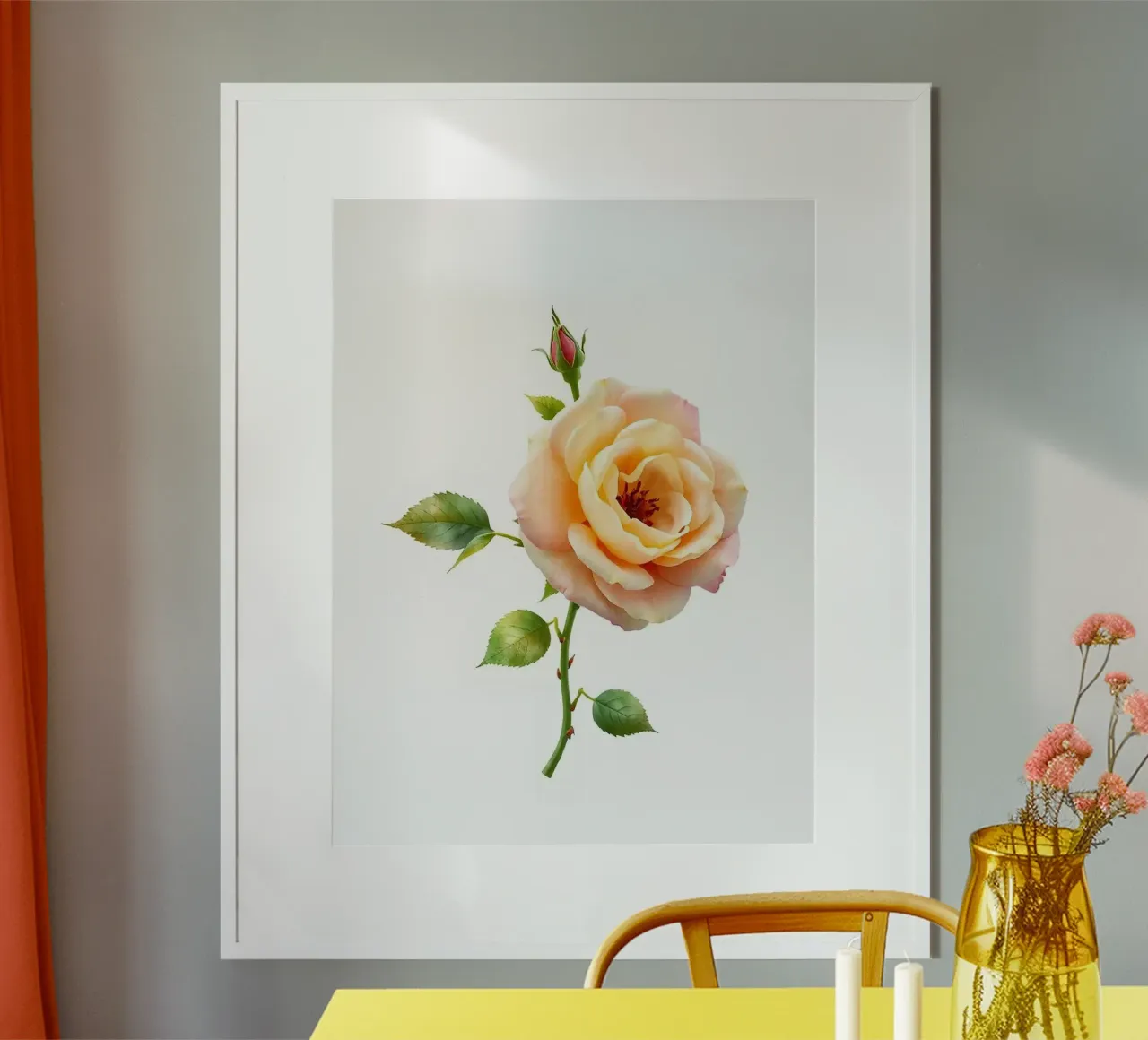 3d rendered rose element orange carta hahnemühle da heaventrain