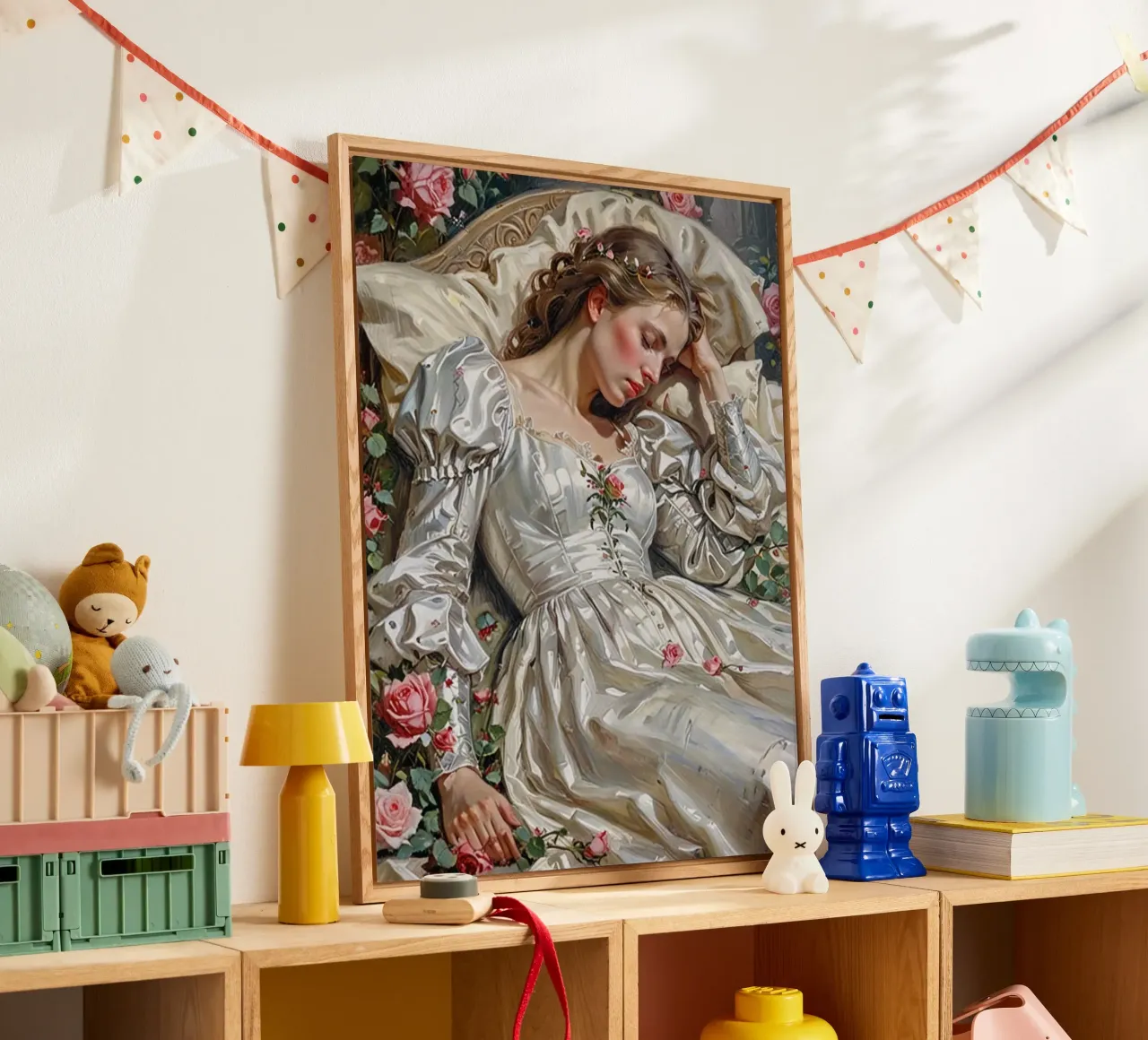 Sleepy vintage woman lace dress with florals roses plexiglass da heaventrain