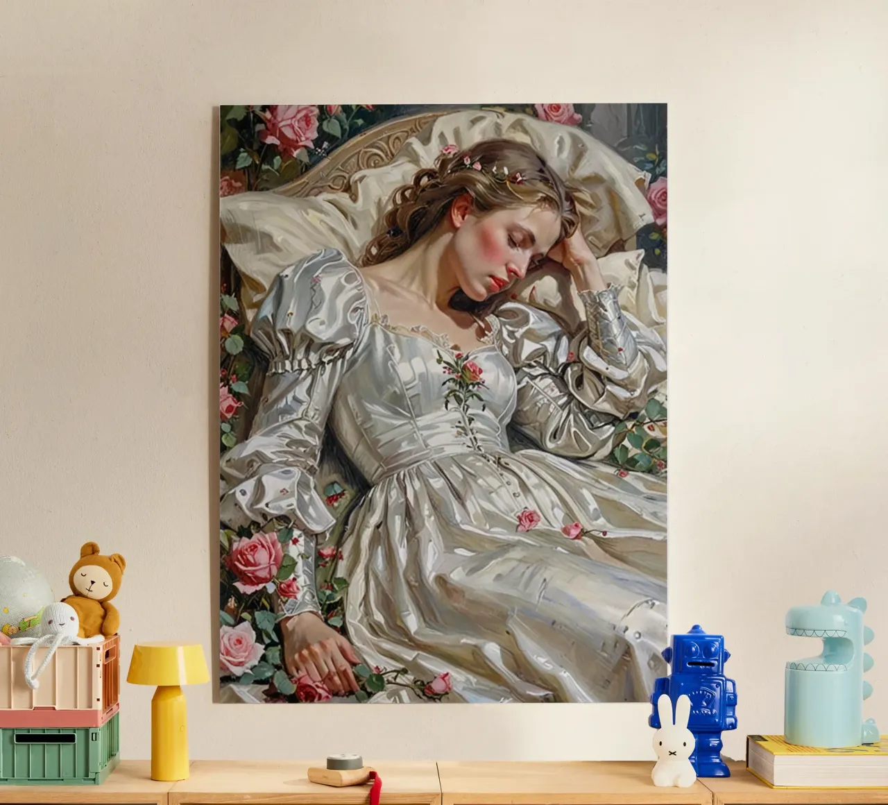 Sleepy vintage woman lace dress with florals roses plexiglass da heaventrain