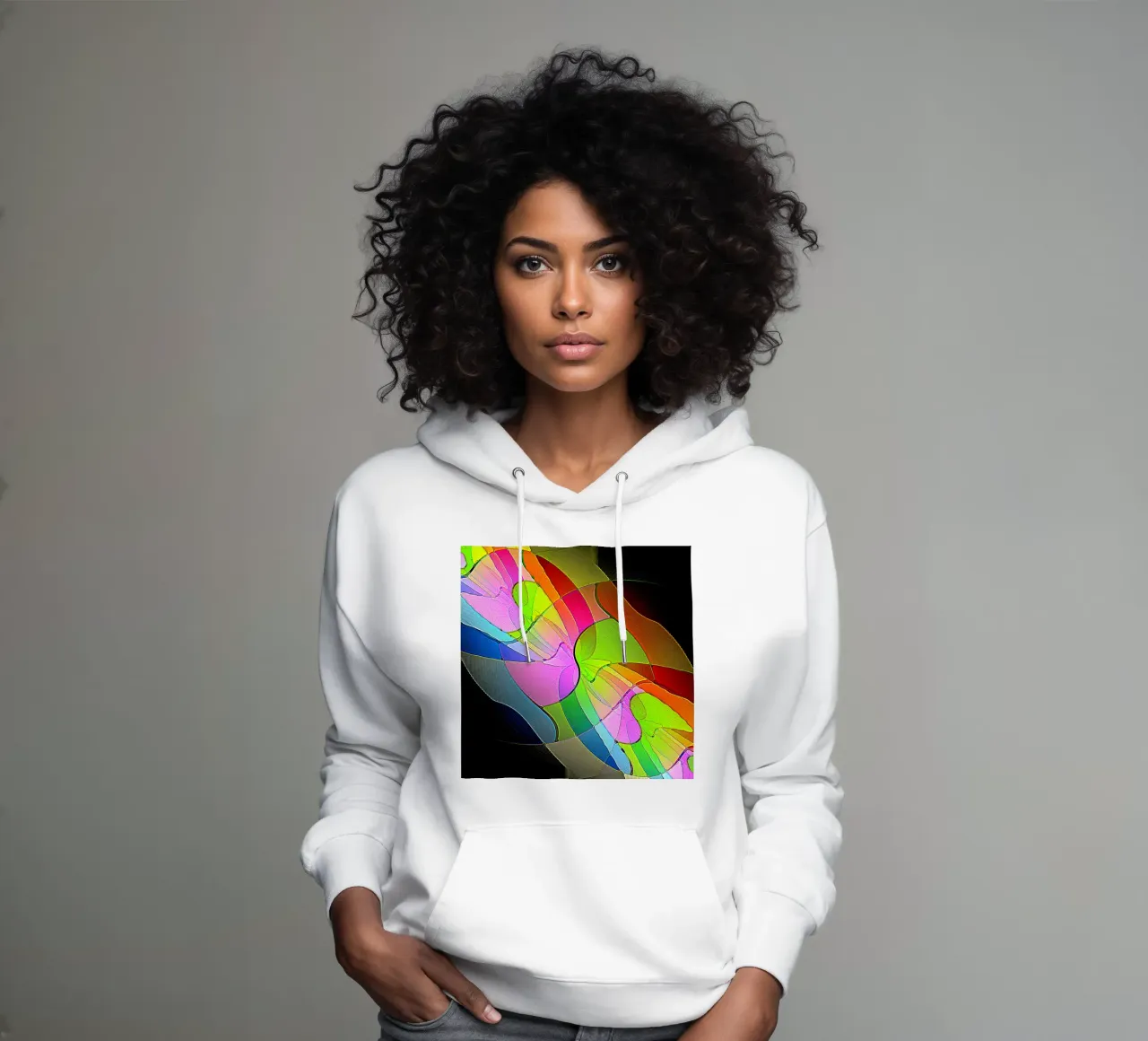 Illusione di forme luminose e colorate in una stanza buia felpa con cappuccio da Gürsel Yesil Digital Art