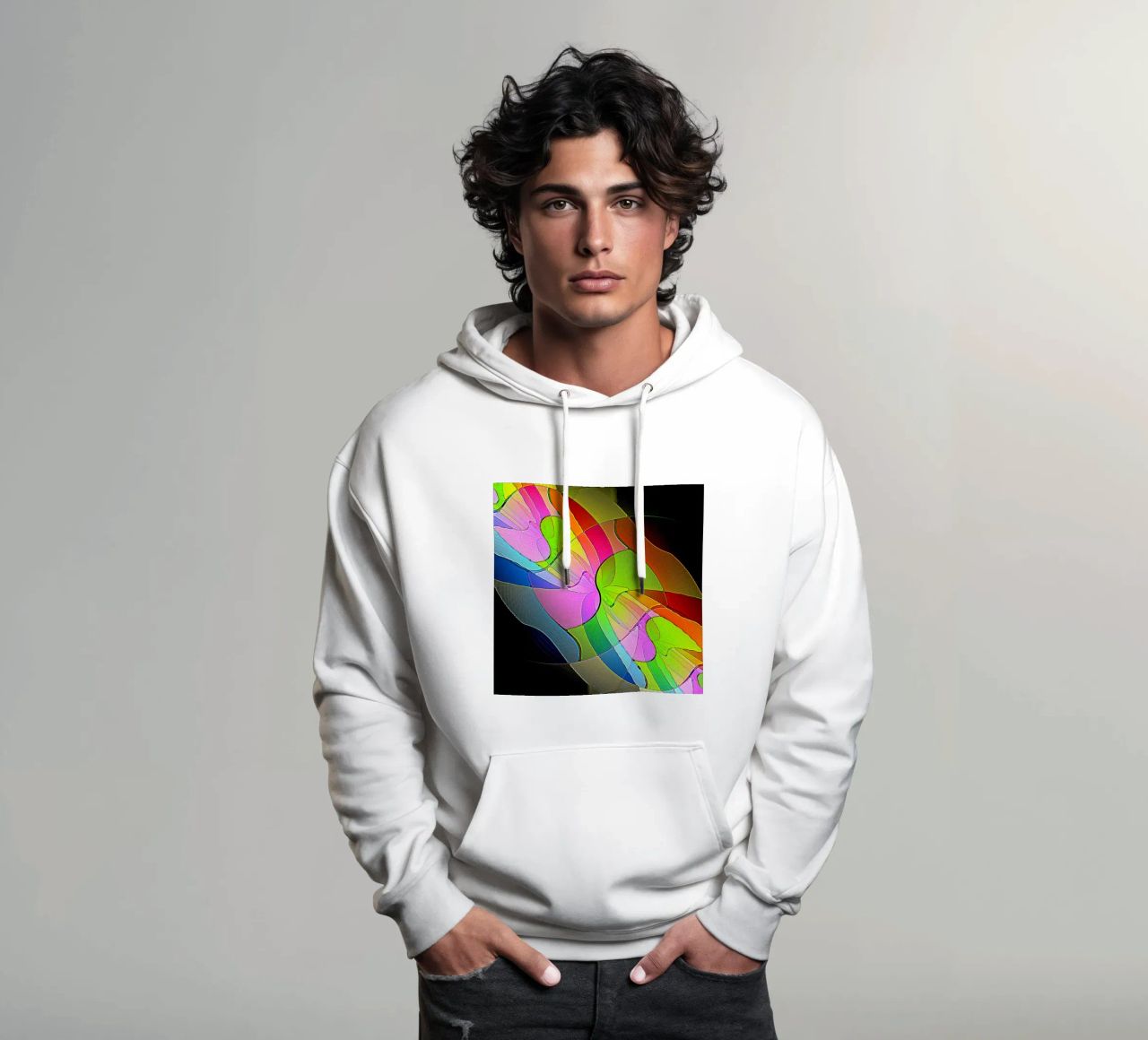 Illusione di forme luminose e colorate in una stanza buia felpa con cappuccio da Gürsel Yesil Digital Art