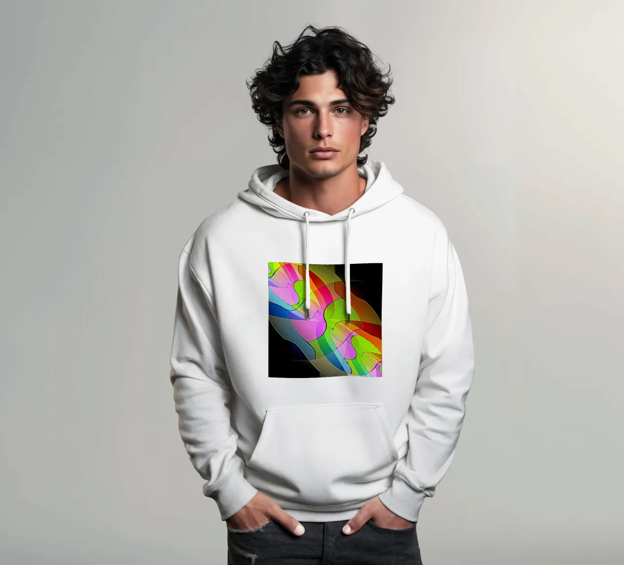 Illusione di forme luminose e colorate in una stanza buia felpa con cappuccio da Gürsel Yesil Digital Art