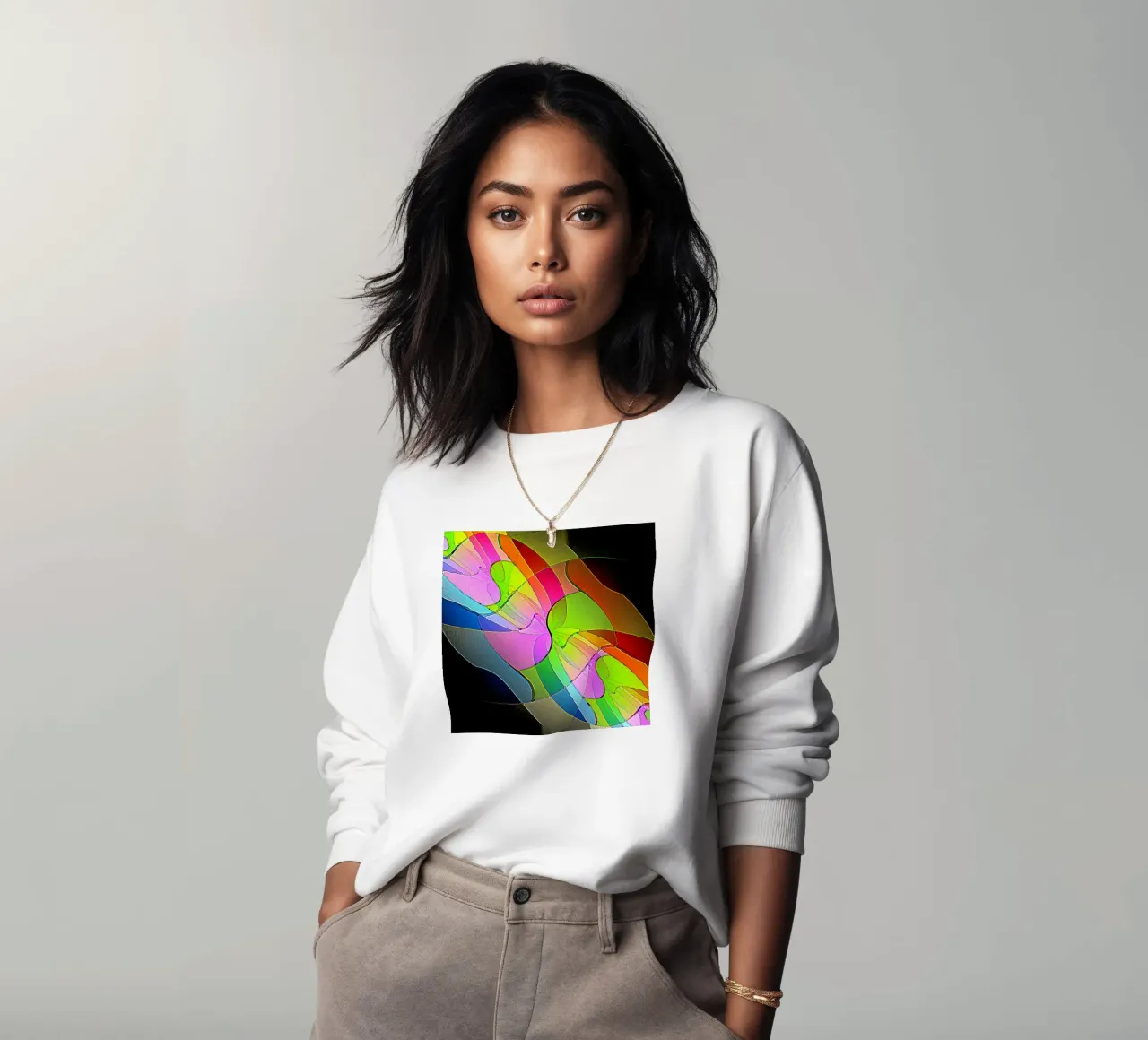 Illusione di forme luminose e colorate in una stanza buia felpa da Gürsel Yesil Digital Art