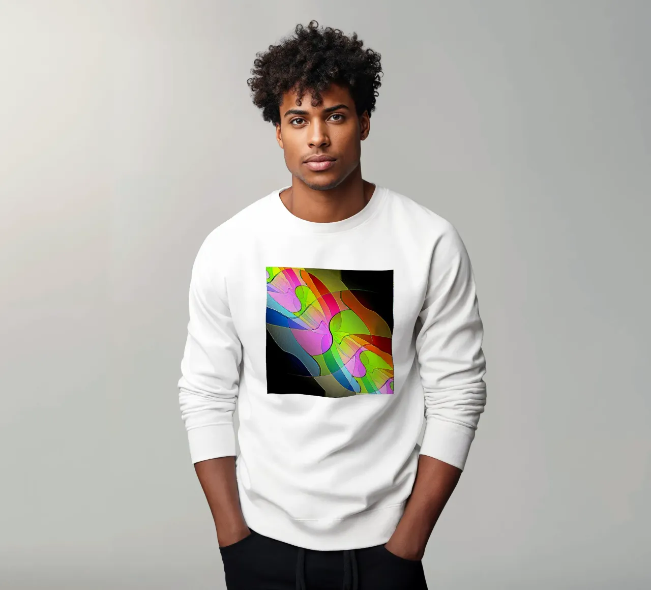 Ilusión de formas coloridas y brillantes en una habitación oscura sudadera de Gürsel Yesil Digital Art