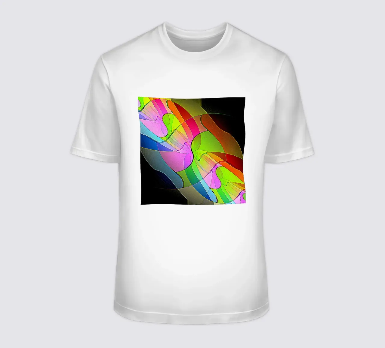 Illusione di forme luminose e colorate in una stanza buia t-shirt da Gürsel Yesil Digital Art
