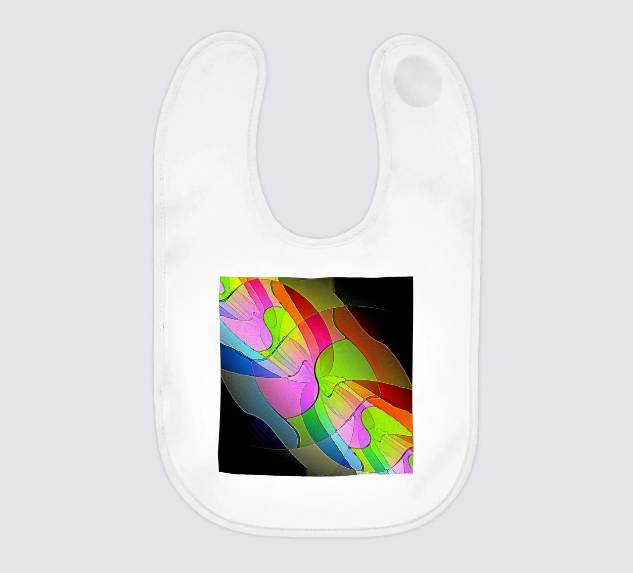 Illusione di forme luminose e colorate in una stanza buia bavaglino da Gürsel Yesil Digital Art