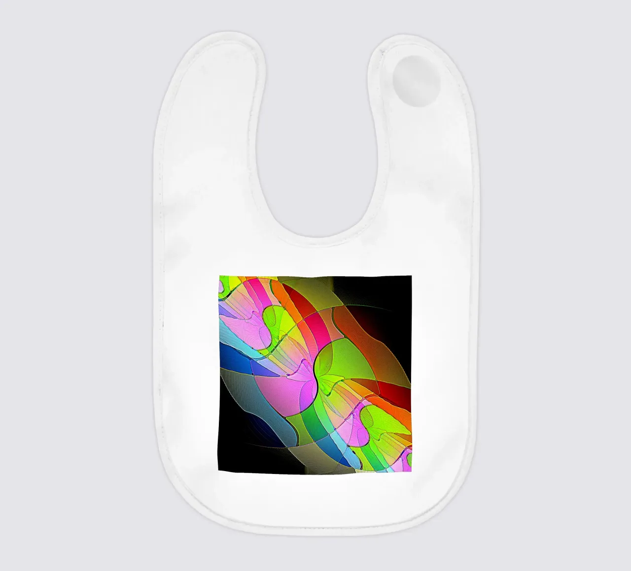 Illusion of colourful glowing shapes across the dark room baby bib by Gürsel Yesil Digital Art