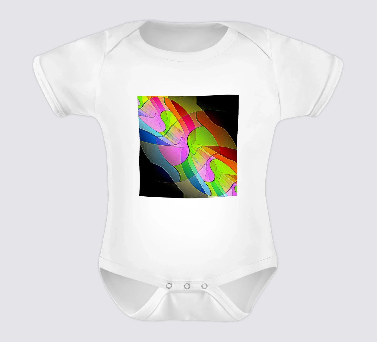 Illusione di forme luminose e colorate in una stanza buia body neonato maniche corte da Gürsel Yesil Digital Art