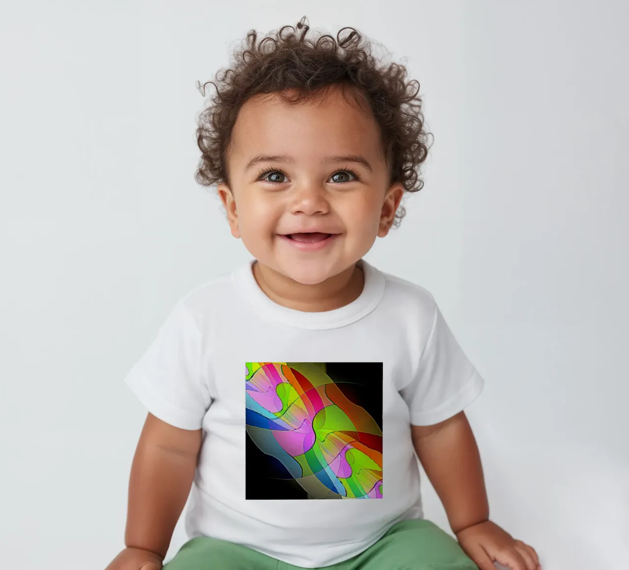 Illusione di forme luminose e colorate in una stanza buia maglietta neonato da Gürsel Yesil Digital Art