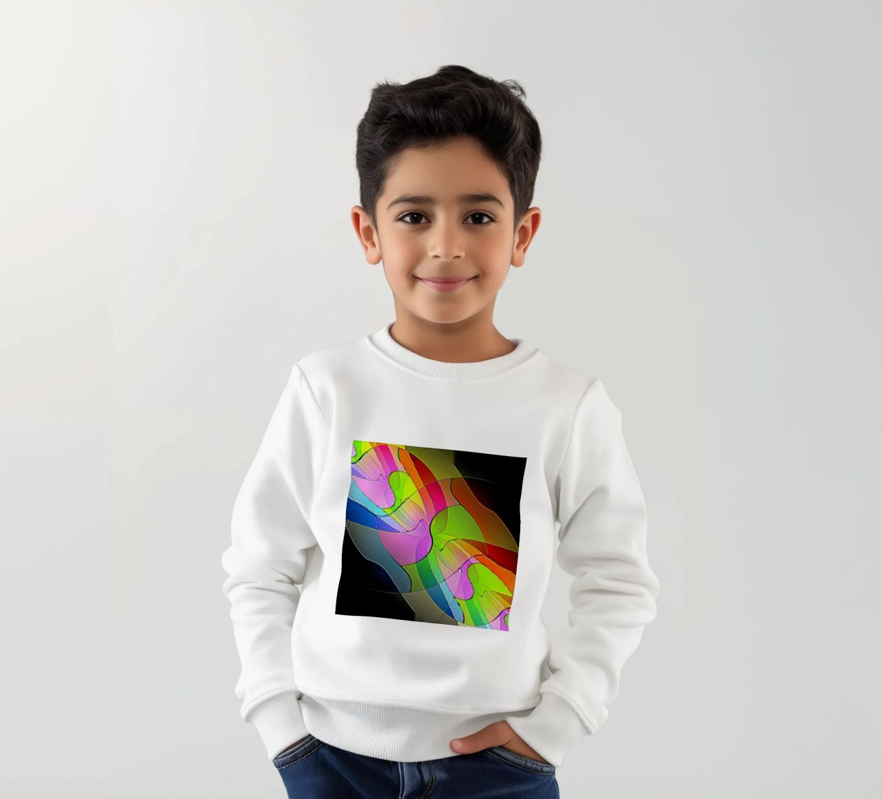 Illusione di forme luminose e colorate in una stanza buia felpa bambino da Gürsel Yesil Digital Art
